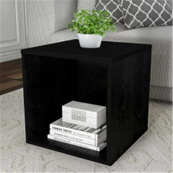 Fixturesfirst End Table - Stackable Contemporary Minimalist Modular Cube Accent Table or Shadowbox Black FI2008662